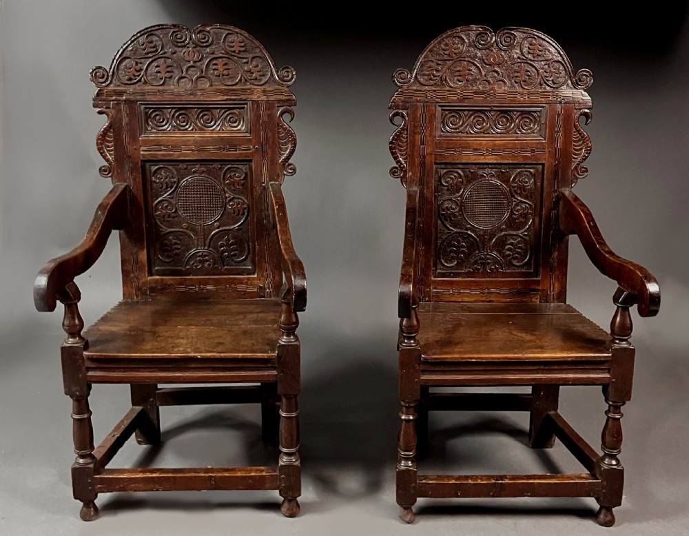 Pair of Oak Wainscot Chairs View II