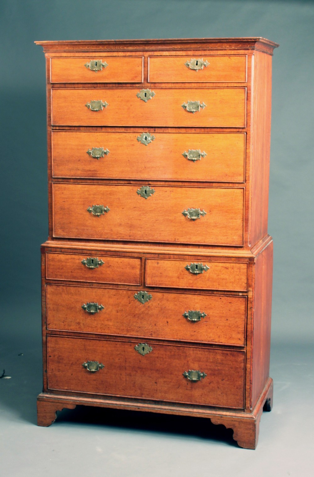 Antiques Queen Anne Pale Oak Tallboy