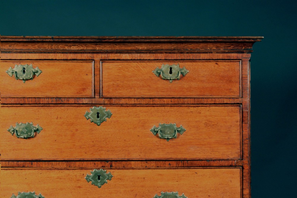 Antiques Queen Anne Pale Oak Tallboy View III