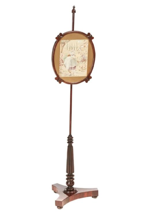  William IV - Rosewood & Mahogany Pole Screen