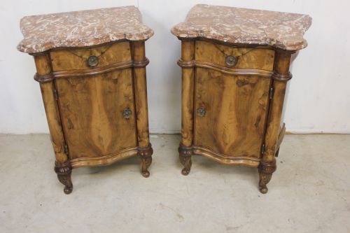 pair of italian walnut bedside tables - CATEGORY: ANTIQUE CABINETS - DATED 1890