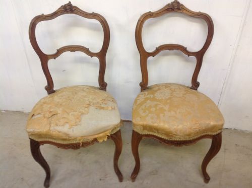 pair of french walnut chairs - CATEGORY: ANTIQUE CHAIRS - DATED 1890