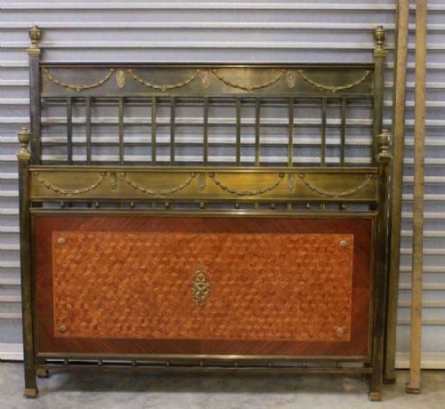 brass and satinwood bed - CATEGORY: ANTIQUE BEDS - DATED EDWARDIAN