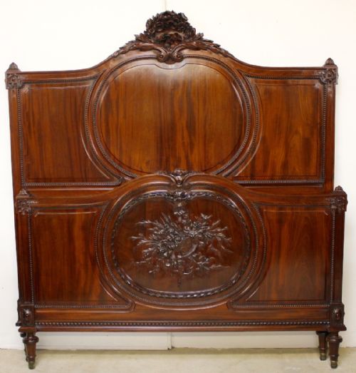 french mahogany king size bed - CATEGORY: ANTIQUE BEDS - DATED 19TH CENTURY