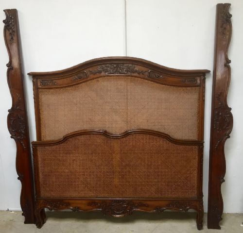king size french cane bed - CATEGORY: ANTIQUE BEDS - DATED 19TH CENTURY