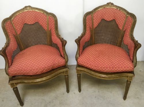 a pair of french gilt wood armchairs - CATEGORY: ANTIQUE CHAIRS - DATED 19TH CENTURY