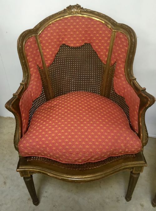 A PAIR OF FRENCH GILT WOOD ARMCHAIRS - ADDITIONAL PHOTO 1