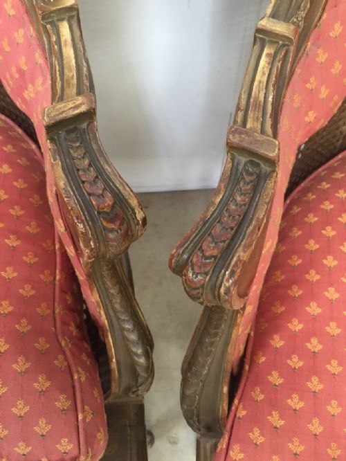 A PAIR OF FRENCH GILT WOOD ARMCHAIRS - ADDITIONAL PHOTO 6
