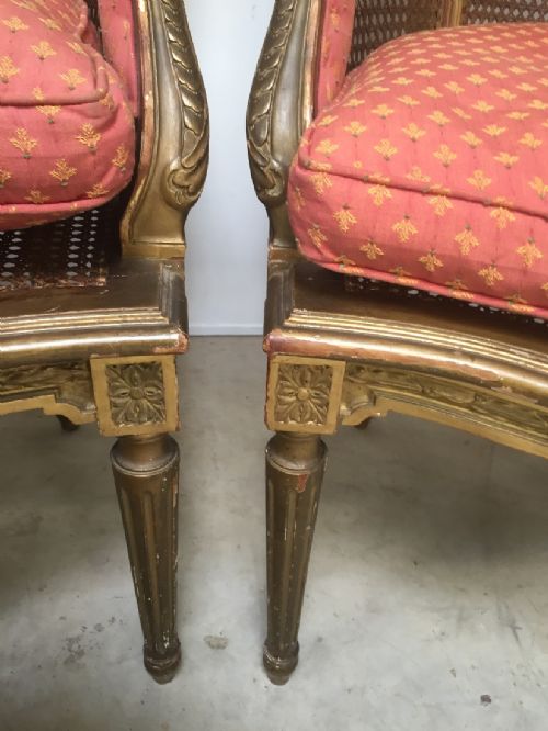 A PAIR OF FRENCH GILT WOOD ARMCHAIRS - ADDITIONAL PHOTO 7