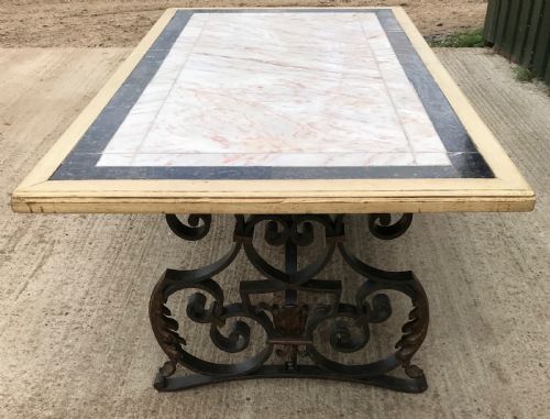 19 th cent marble and iron table - CATEGORY: ANTIQUE TABLES - DATED 19TH CENTURY