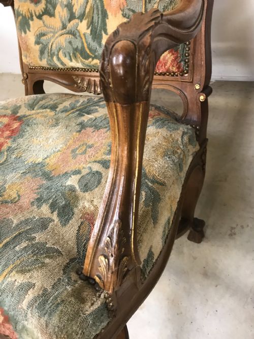 A PAIR OF FRENCH WALNUT ARMCHAIRS - ADDITIONAL PHOTO 6