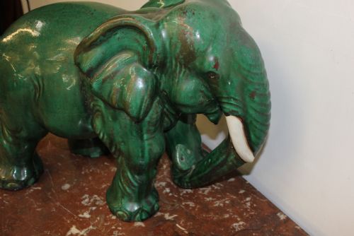 ELEPHANT TERRACOTTA GREEN GLAZED - ADDITIONAL PHOTO 3