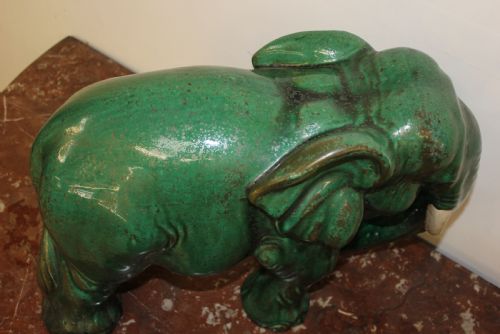 ELEPHANT TERRACOTTA GREEN GLAZED - ADDITIONAL PHOTO 5