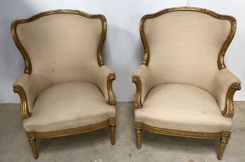 a pair of french gilt armchairs - CATEGORY: ANTIQUE CHAIRS - DATED 19TH CENTURY