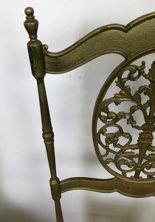 PAIR OF SOLID BRASS SIDE CHAIRS - ADDITIONAL PHOTO 1
