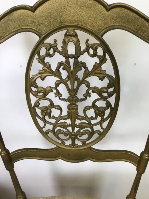 PAIR OF SOLID BRASS SIDE CHAIRS - ADDITIONAL PHOTO 2