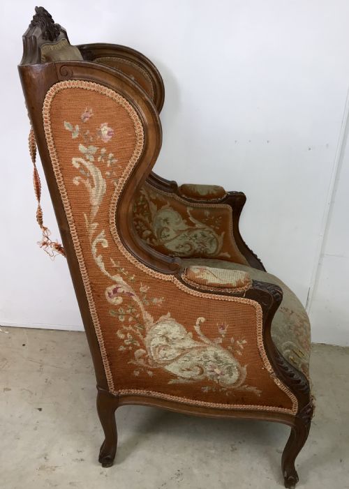 FRENCH TAPESTRY WINGBACK ARMCHAIR - ADDITIONAL PHOTO 8