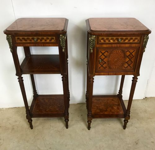 pair of french ormolu mounted nightstands - CATEGORY: ANTIQUE CABINETS - DATED 1900