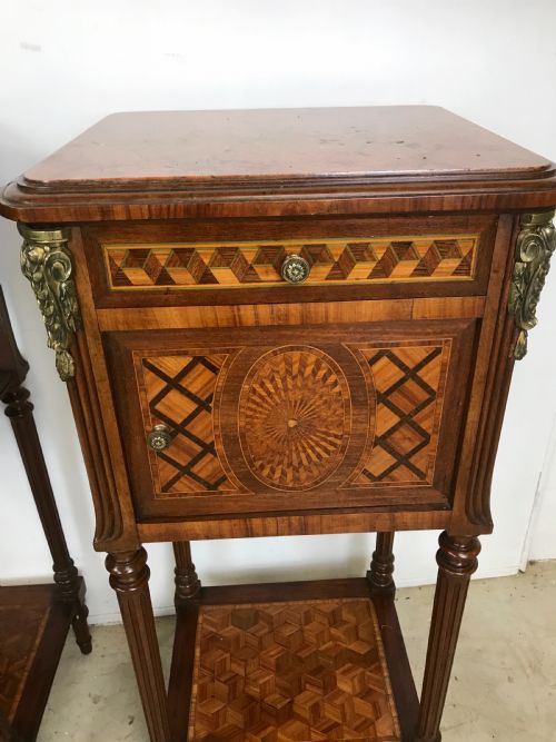 PAIR OF FRENCH ORMOLU MOUNTED NIGHTSTANDS - ADDITIONAL PHOTO 1