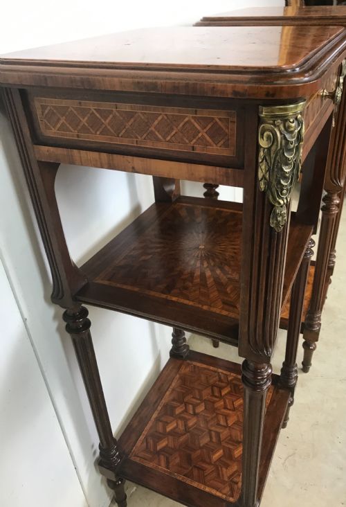 PAIR OF FRENCH ORMOLU MOUNTED NIGHTSTANDS - ADDITIONAL PHOTO 4