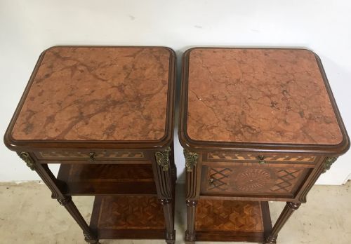 PAIR OF FRENCH ORMOLU MOUNTED NIGHTSTANDS - ADDITIONAL PHOTO 5