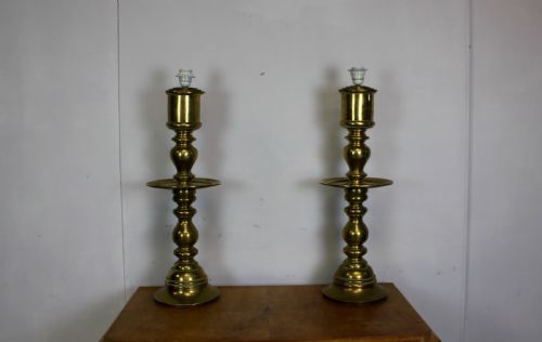 very large pair of brass lamps - CATEGORY: ANTIQUE LIGHTING - DATED 1920