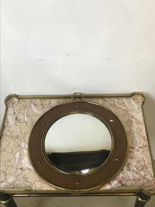 BRASS AND MAHOGANY CONVEX MIRROR - ADDITIONAL PHOTO 2