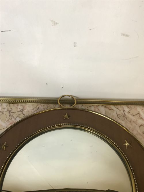 BRASS AND MAHOGANY CONVEX MIRROR - ADDITIONAL PHOTO 3