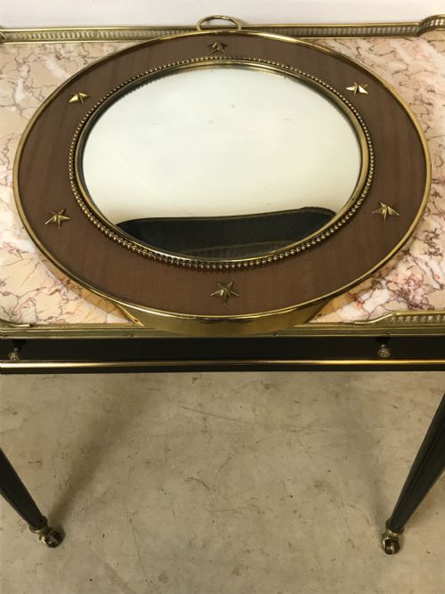 BRASS AND MAHOGANY CONVEX MIRROR - ADDITIONAL PHOTO 4
