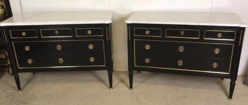 Pair of French Ebonized Commodes