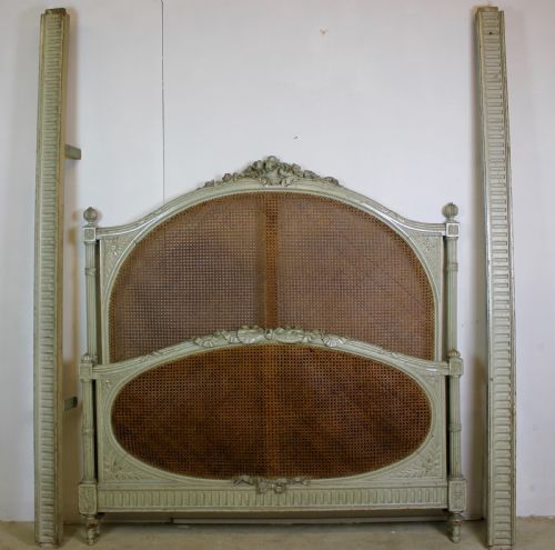 french cane painted bed - CATEGORY: ANTIQUE BEDS - DATED 19TH CENTURY