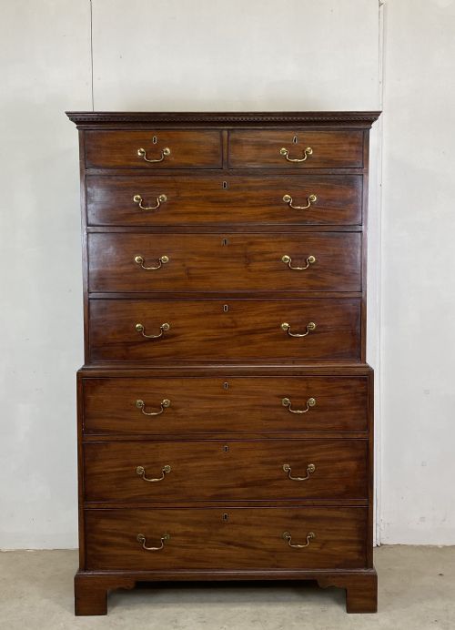 georgian mahogany tall boy - CATEGORY: ANTIQUE CHEST OF DRAWERS - DATED GEORGIAN