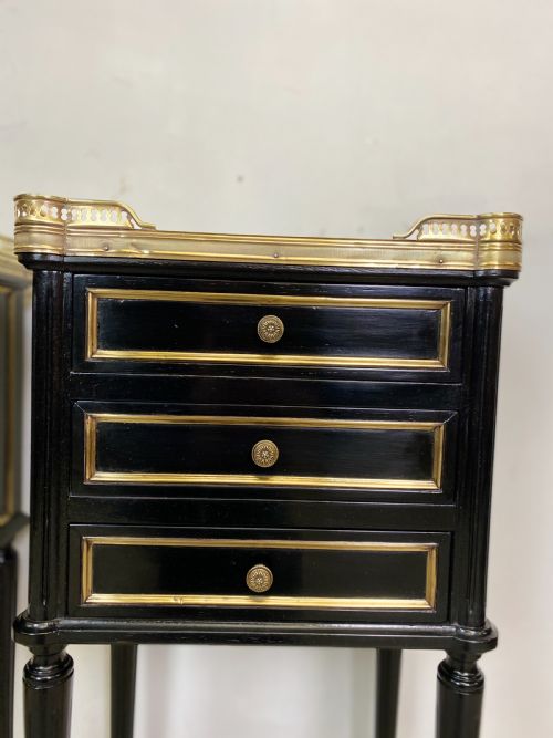 PAIR OF FRENCH EMPIRE EBONISED NIGHTSTANDS - ADDITIONAL PHOTO 2
