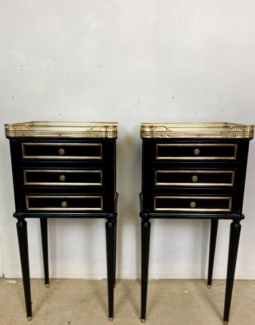 PAIR OF FRENCH EMPIRE EBONISED NIGHTSTANDS - ADDITIONAL PHOTO 11