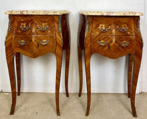 PAIR OF FRENCH MARQUETERY AND ORMOLU MOUNTED NIGHTSTANDS - ADDITIONAL PHOTO 10