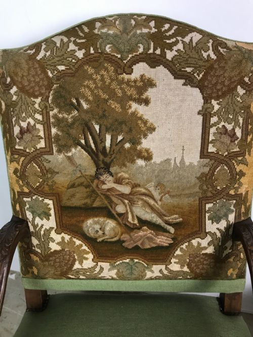 PAIR OF 19 TH CENT WALNUT ARMCHAIRS WITH TAPESTRY - ADDITIONAL PHOTO 2