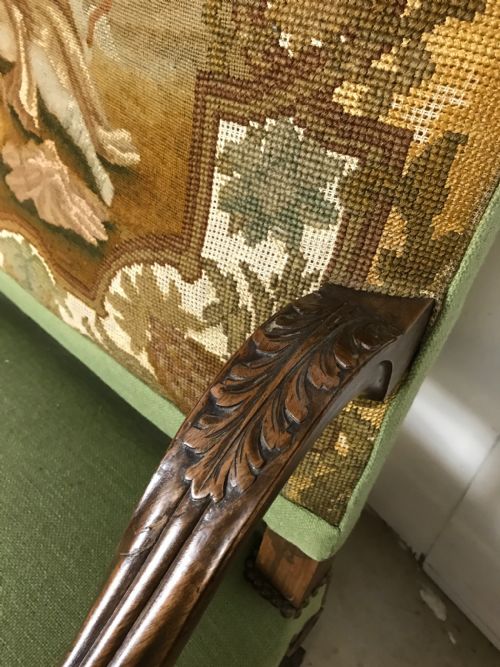 PAIR OF 19 TH CENT WALNUT ARMCHAIRS WITH TAPESTRY - ADDITIONAL PHOTO 5
