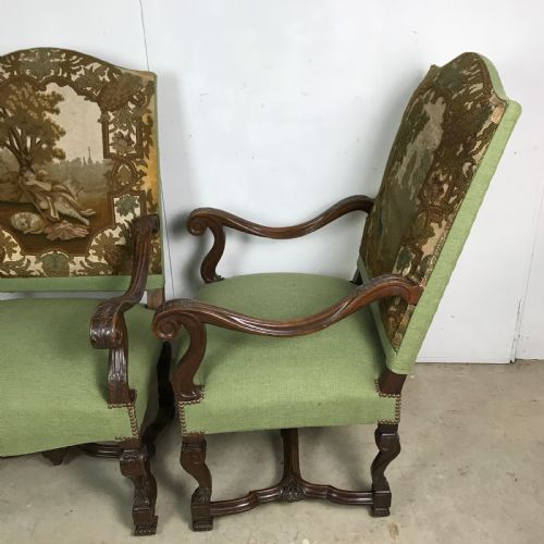 PAIR OF 19 TH CENT WALNUT ARMCHAIRS WITH TAPESTRY - ADDITIONAL PHOTO 7