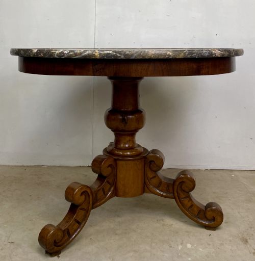 walnut marble top guerdon - CATEGORY: ANTIQUE TABLES - DATED 1880