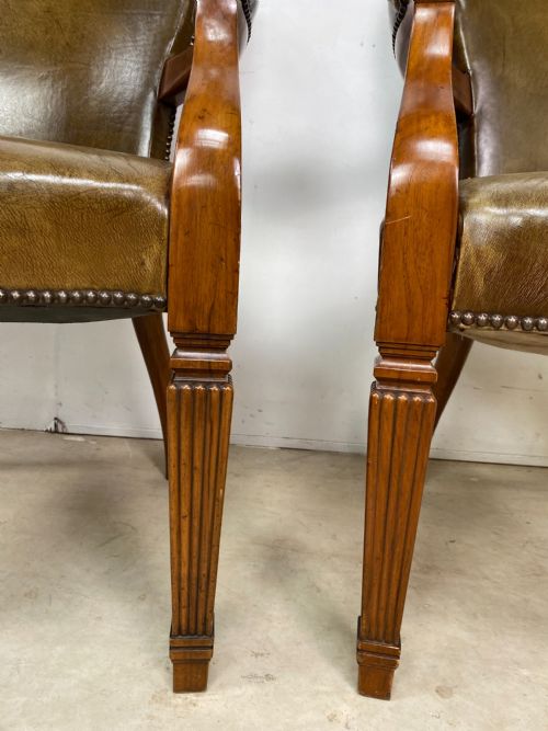 PAIR OF WALNUT AND LEATHER DESK CHAIRS - ADDITIONAL PHOTO 3