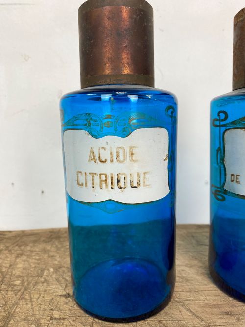 FOUR BLUE APOTHECARY BOTTLES - ADDITIONAL PHOTO 1