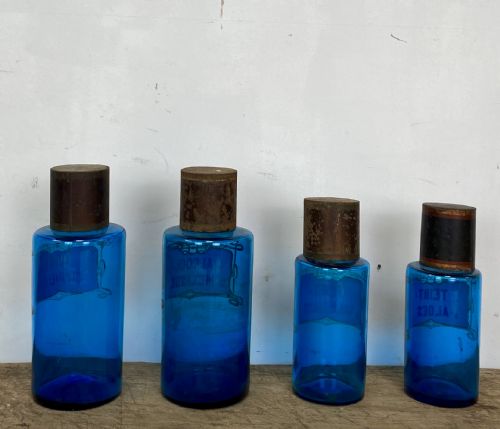 FOUR BLUE APOTHECARY BOTTLES - ADDITIONAL PHOTO 6