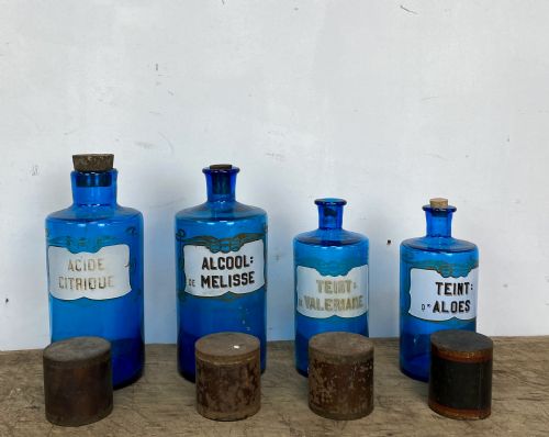 FOUR BLUE APOTHECARY BOTTLES - ADDITIONAL PHOTO 7