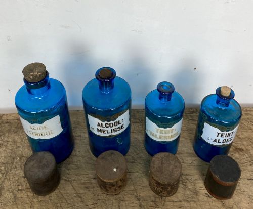 FOUR BLUE APOTHECARY BOTTLES - ADDITIONAL PHOTO 8