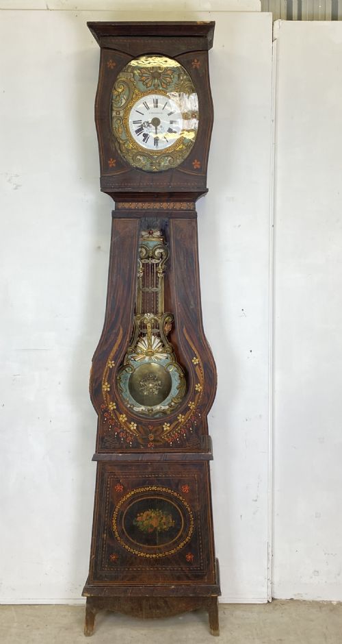 french banjo cased grandfather clock - CATEGORY: ANTIQUE CLOCKS - DATED 19TH CENTURY