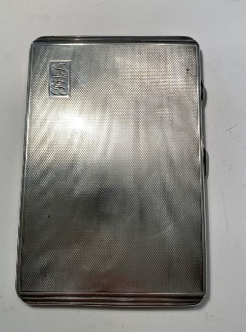 sterling silver cigarette case with outer sleeve - CATEGORY: ANTIQUE BOXES - DATED 1940