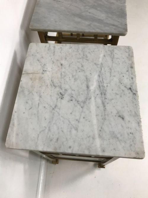 A PAIR OF BRASS AND MARBLE NIGHTSTANDS - ADDITIONAL PHOTO 2