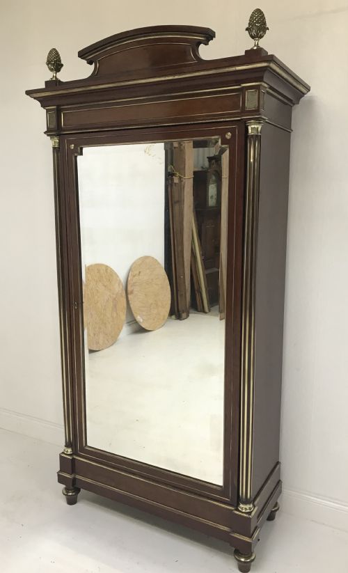 brass inlaid wardrobe - CATEGORY: ANTIQUE WARDROBES - DATED 19TH CENTURY