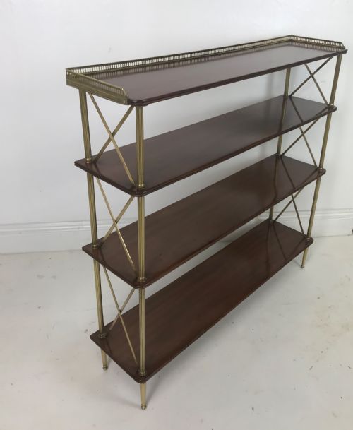 a fine quality 19 th cent brass and mahogany etagere - CATEGORY: ANTIQUE FURNITURE - DATED 19TH CENTURY