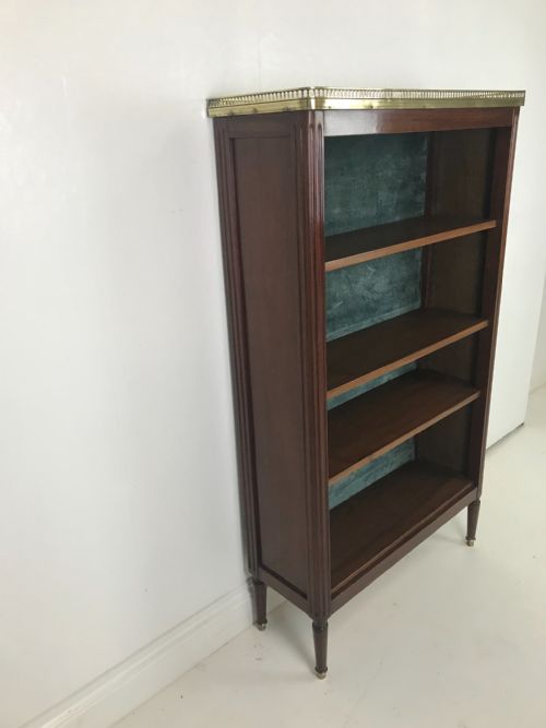FRENCH MAHOGANY AND BRASS OPEN BOOKCASE - ADDITIONAL PHOTO 1
